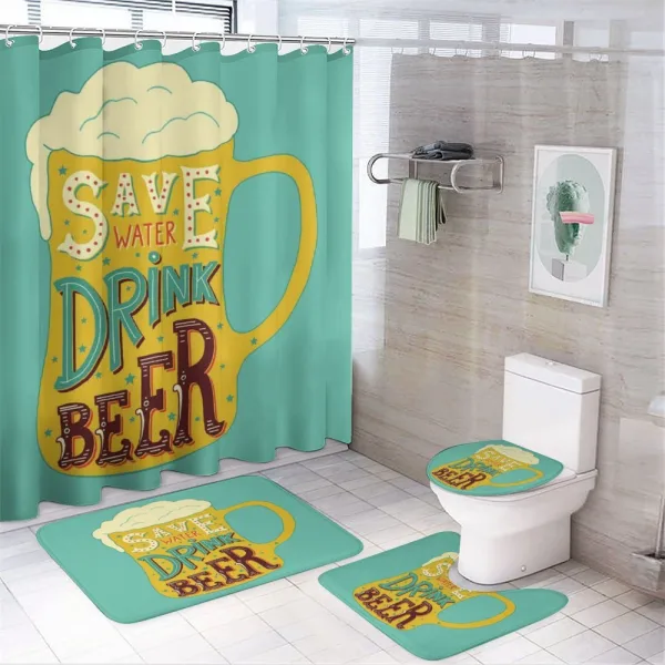 Foamy Beer Glasses Words on a shower curtain