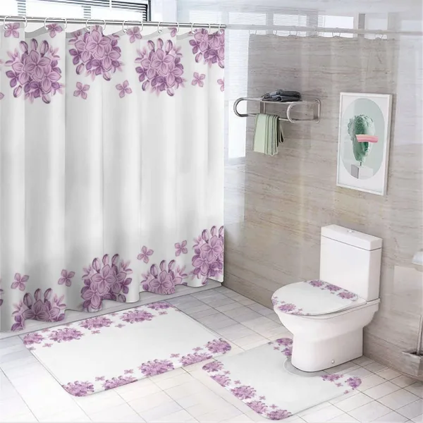 Lilac Flowers Blossoms on a shower curtain