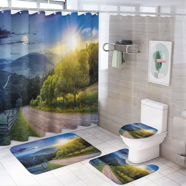 Moon and Sun View on a shower curtain