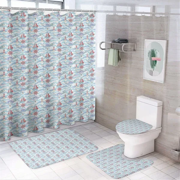 Ocean Themed Ship on a shower curtain