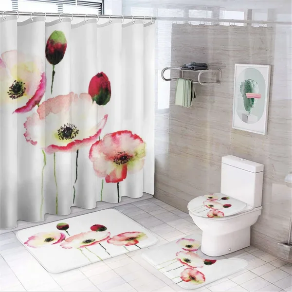 Poppy Vintage Blossom on a shower curtain