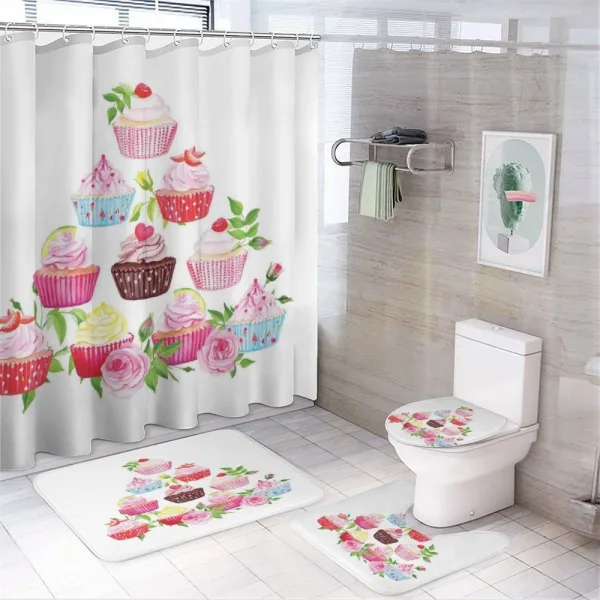 Pyramids of Cupcakes on a shower curtain