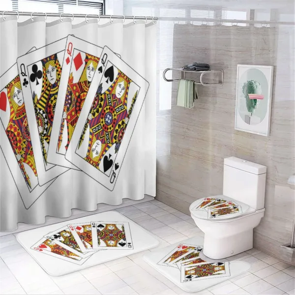 Queens Poker Play Cards on a shower curtain