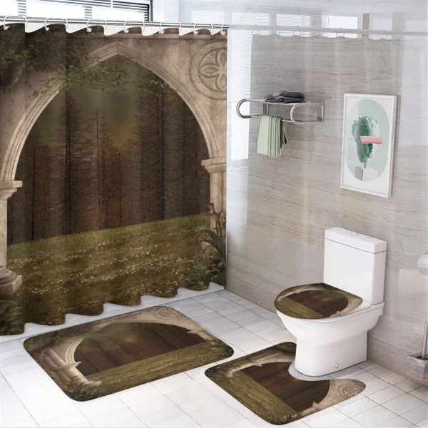 Retro Arch in Garden on a shower curtain