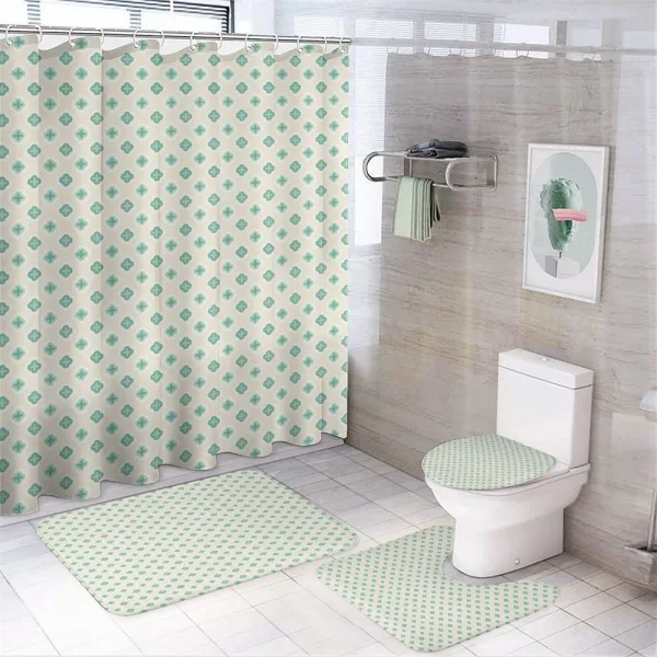 Retro Geometric Signs on a shower curtain
