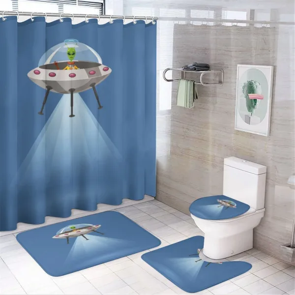 Spaceship Extraterrestrial on a shower curtain