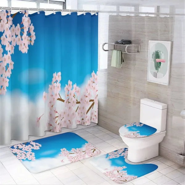 Tender Sakura and Sky on a shower curtain