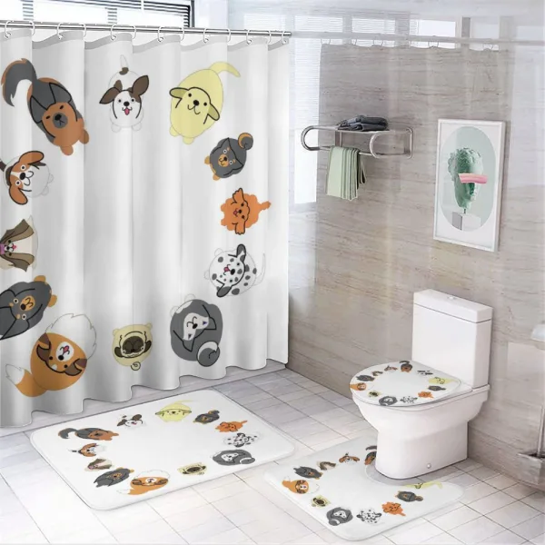 Various Cartoon Dog Design on a shower curtain