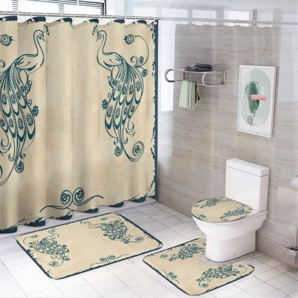 Vintage Peacock Bird on a shower curtain