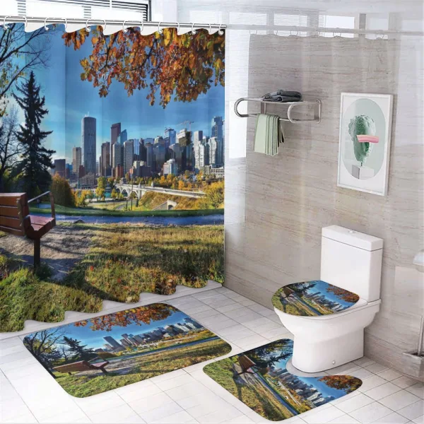 Autumn Park in Calgary on a shower curtain