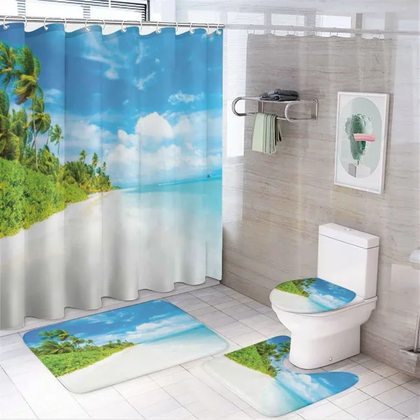 Beach Sea Exotic Palms on a shower curtain