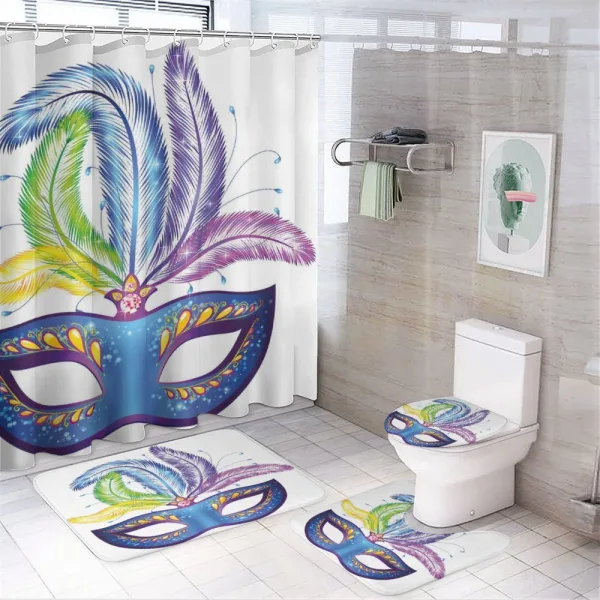 Blue Venetian Mask on a shower curtain