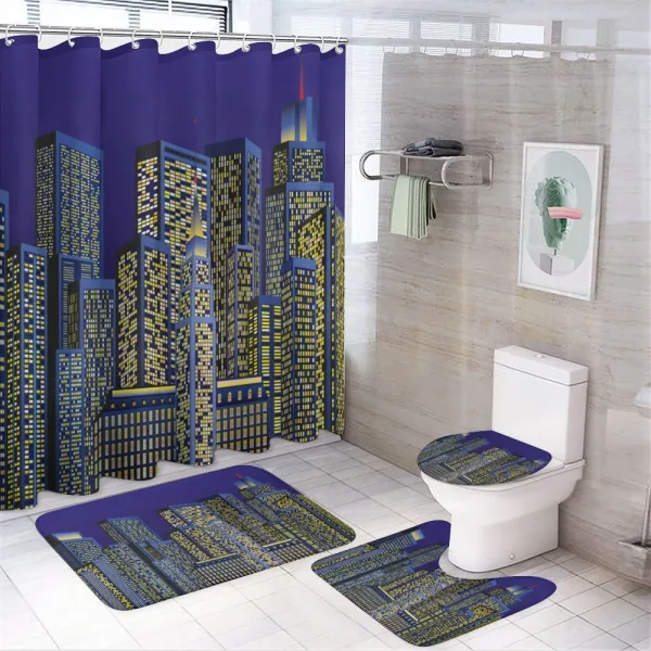 Cityscape Square Blue on a shower curtain