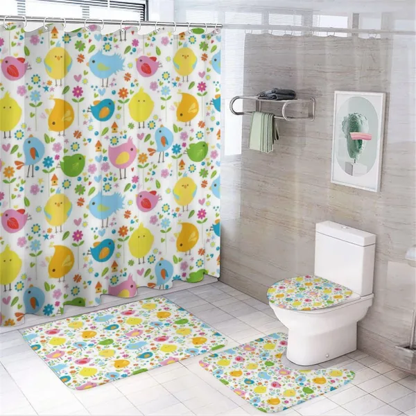 Colorful Birds and Flowers on a shower curtain