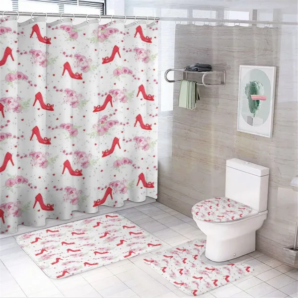 Fashion High Heels Flowers on a shower curtain