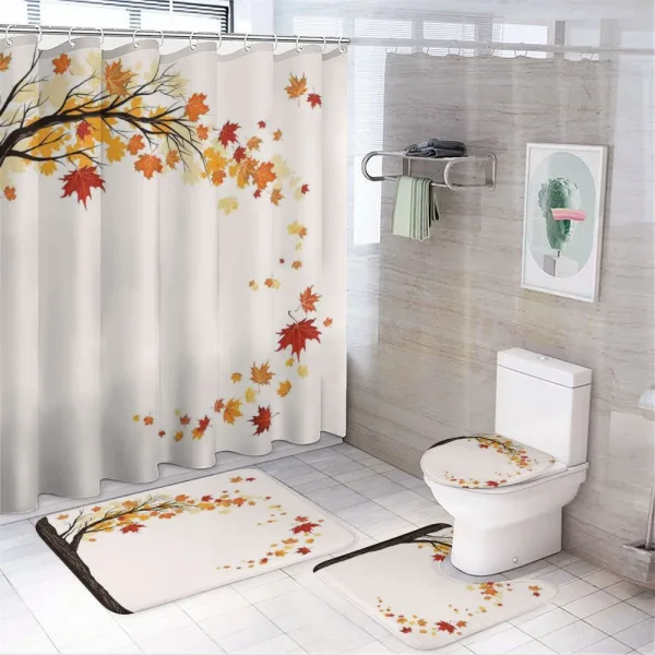Flying Maple Leaf Seasons on a shower curtain