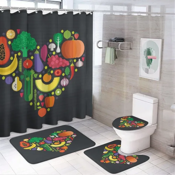 Healthy Eating Natural Heart on a shower curtain