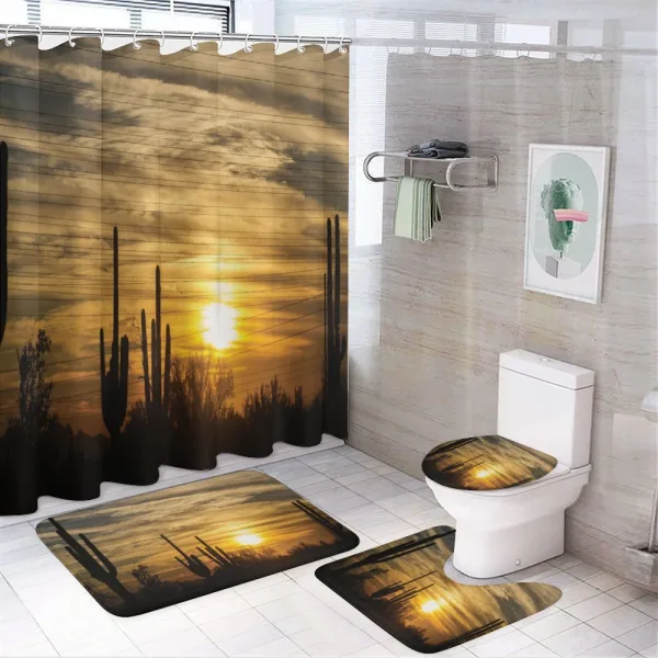 Horizon Skyline and Cactus on a shower curtain