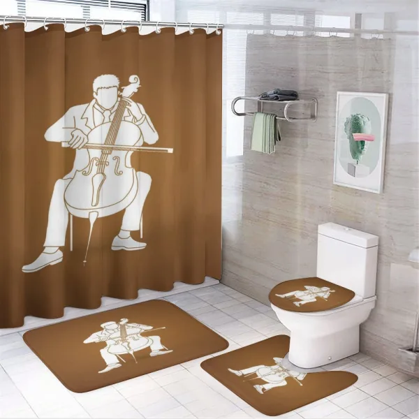 Man Musician Plays Instrument on a shower curtain