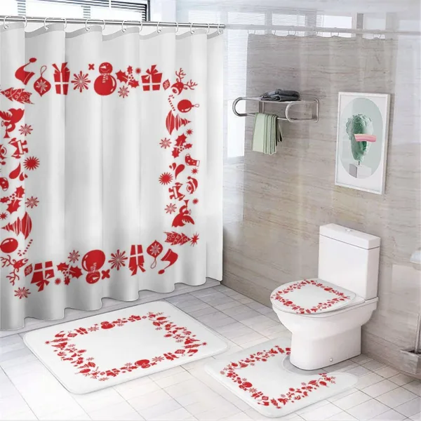 Santa Trees Baubles on a shower curtain
