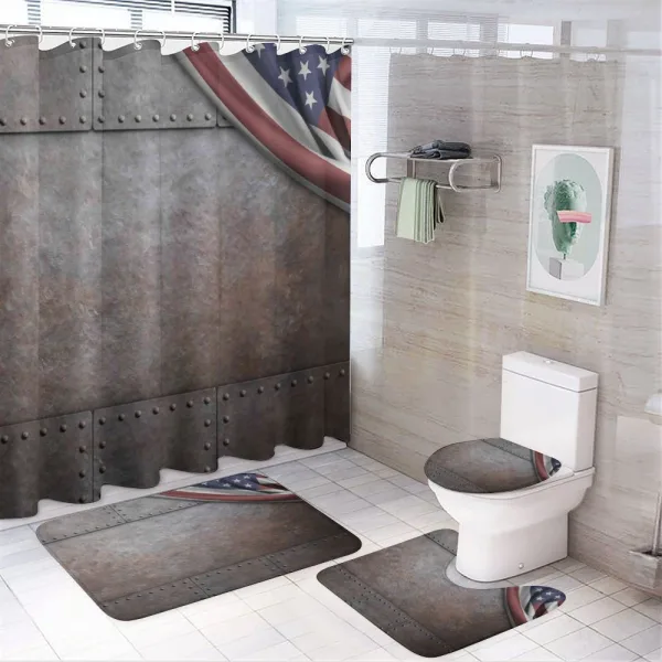 USA Iron Armor Plaque on a shower curtain