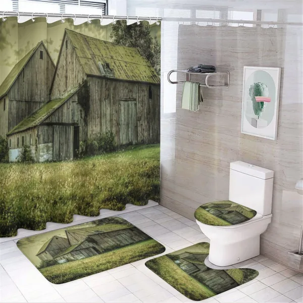 American Farmer Barn on a shower curtain