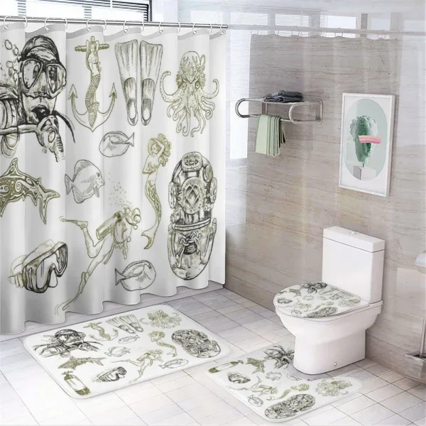 Aquaticmed Marine on a shower curtain