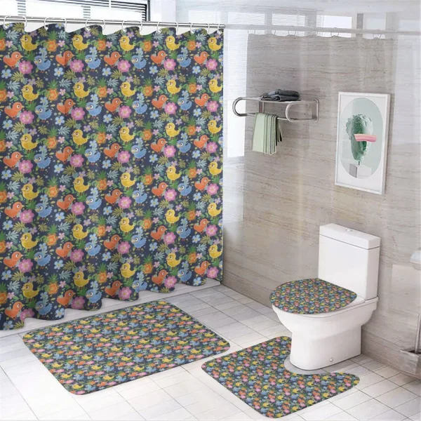 Avian Animal Spring Flowers on a shower curtain