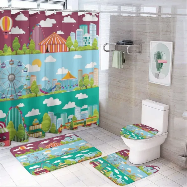 Carousels Slide Swings on a shower curtain
