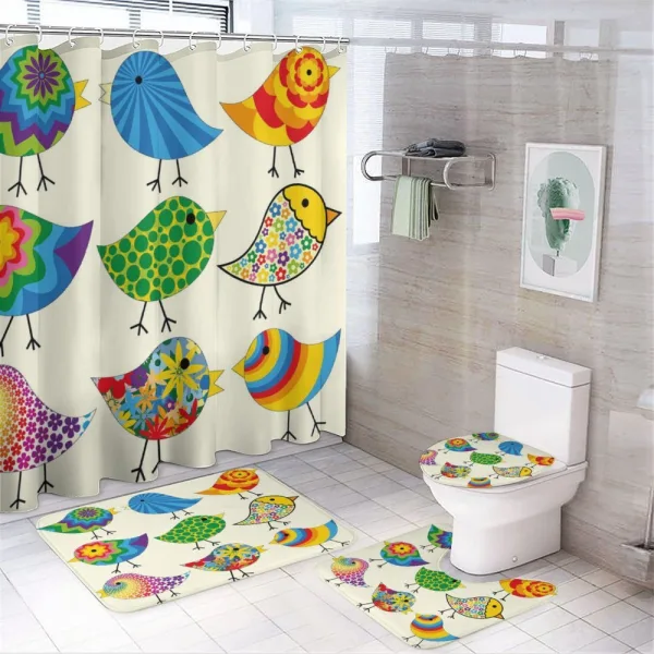 Colorful Funky Birds on a shower curtain