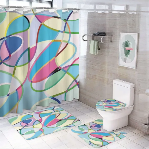 Colorful Lines on a shower curtain
