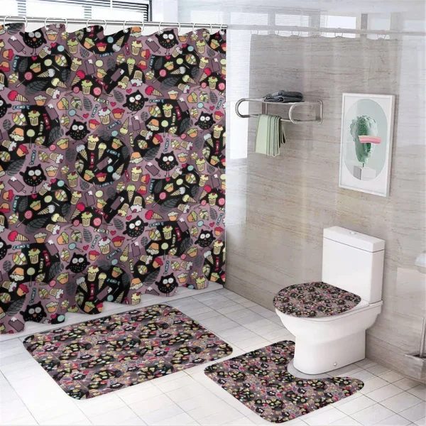 Crazy Birds Tasty Cupcakes on a shower curtain