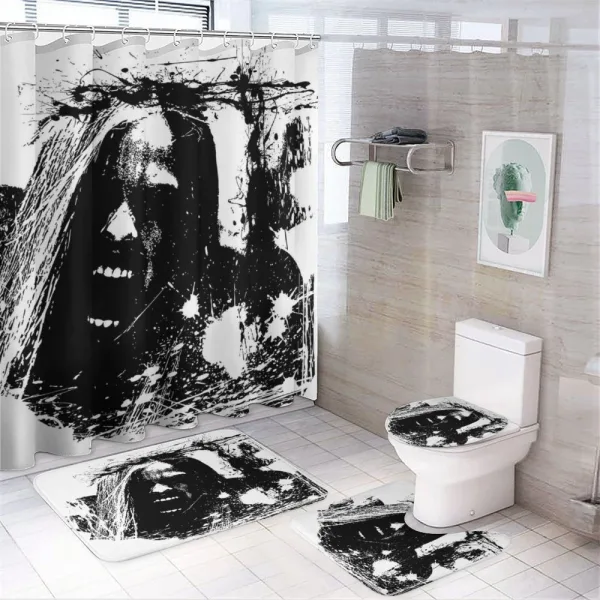 Crazy Man Horror on a shower curtain