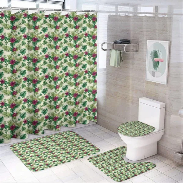 Exotic Foliage and Hibiscus on a shower curtain