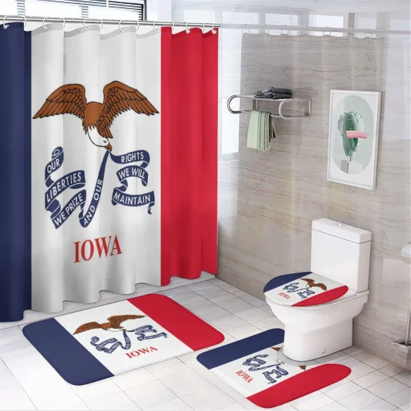 Flag Eagle and Words on a shower curtain