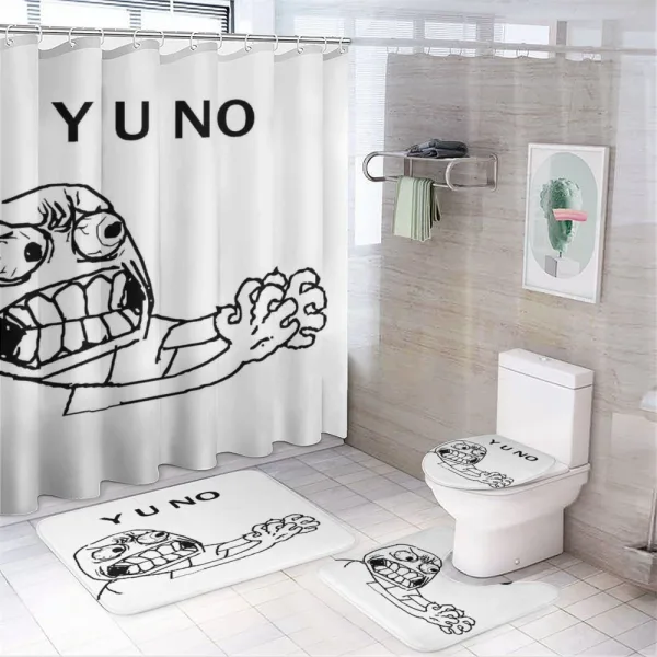 Hipster Mascot Meme on a shower curtain