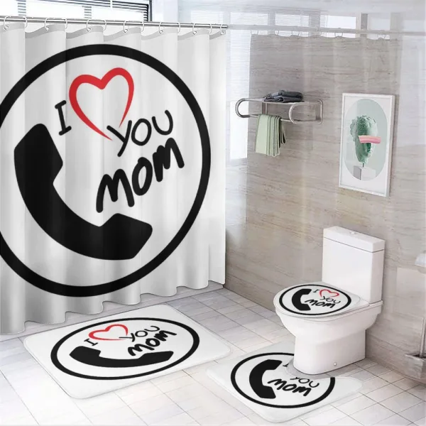 I Love You Mom Message on a shower curtain