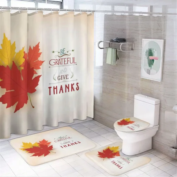 Maple Leaves with Phrase on a shower curtain