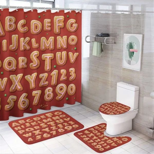 New Year Themed ABC and Dots on a shower curtain