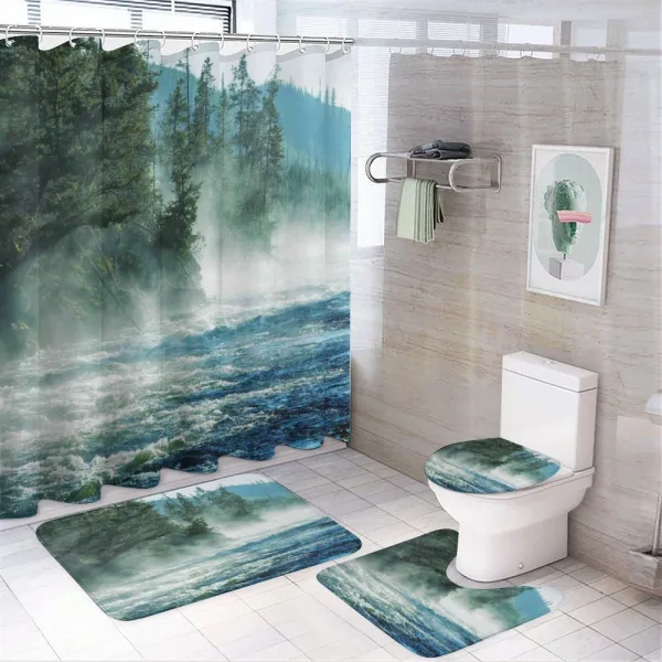 River Trees Nature on a shower curtain