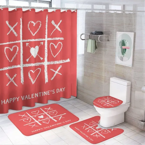 Valentines Day Game with Heart on a shower curtain