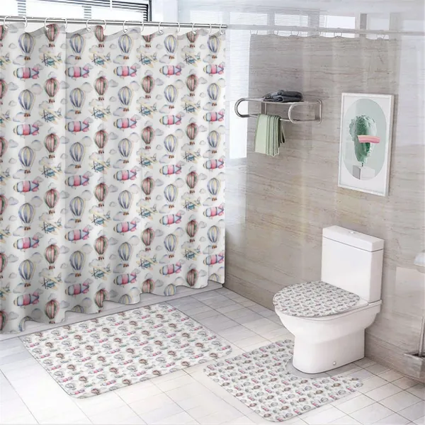 Watercolor Air Balloon on a shower curtain