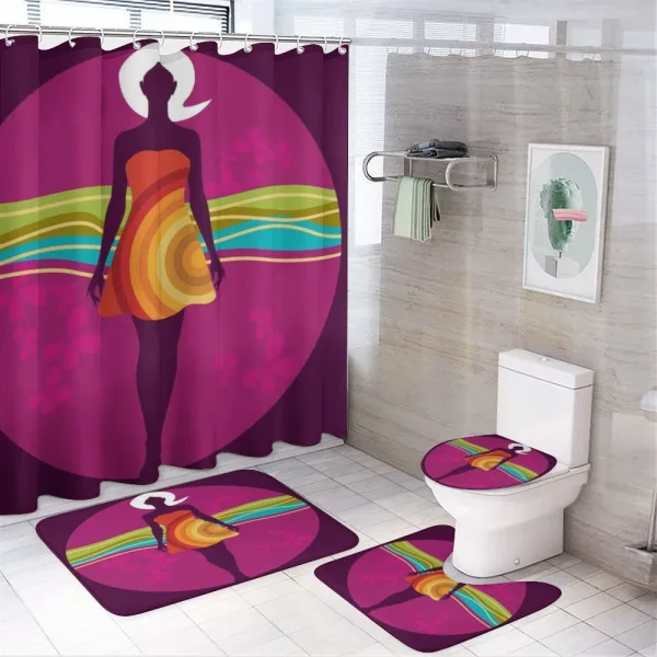 Woman in Abstract Dress on a shower curtain