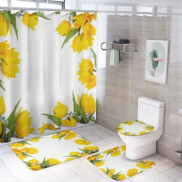 Yellow Tulips on a shower curtain