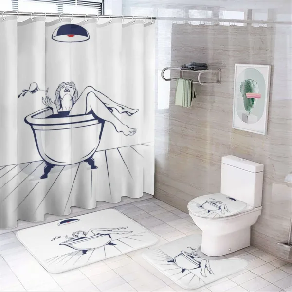 Young Woman in Bathtub Art on a shower curtain