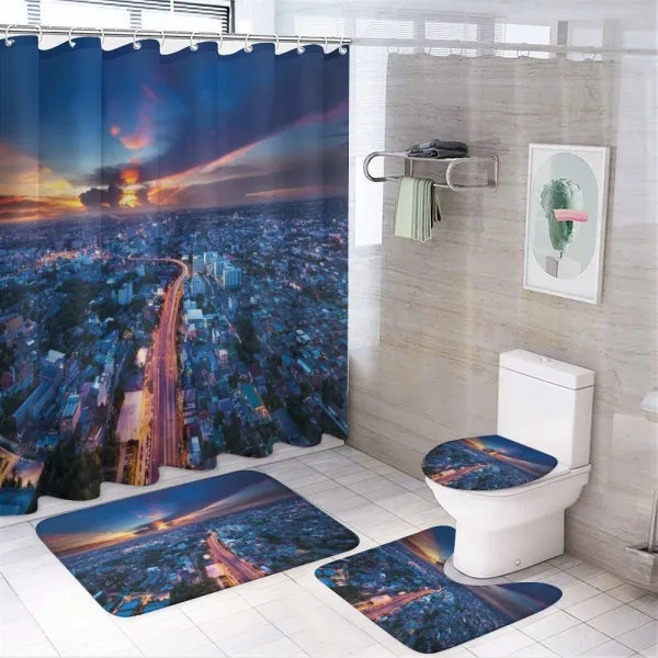 Bangkok Thailand Skyline on a shower curtain