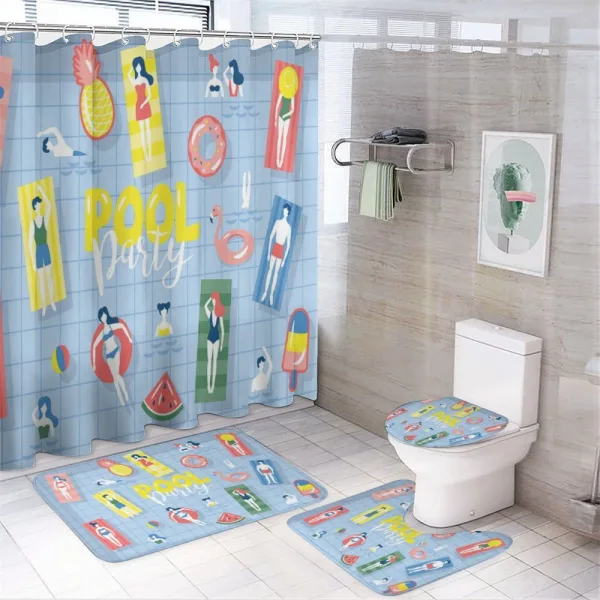 Doodle Characters Summer on a shower curtain