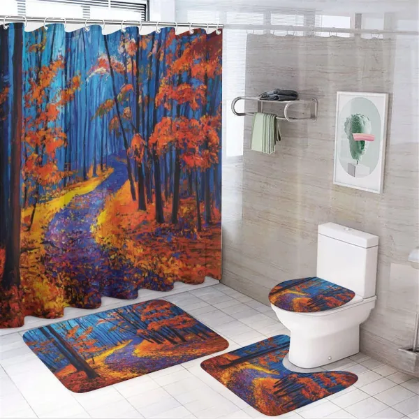 Forest in Fall Season on a shower curtain