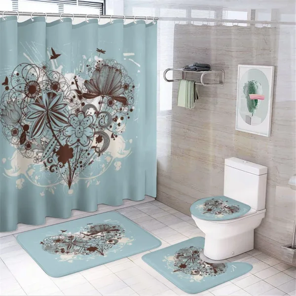 Heart Shape with Dragonflies on a shower curtain