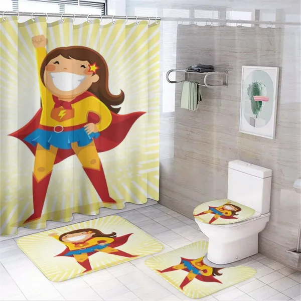Heroine Girl Costume on a shower curtain
